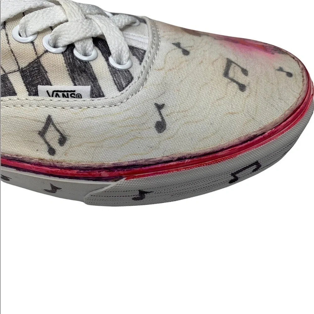 Vans Artisan Hand Painted Street Wear Keyboard & Musical Notes Unique Size 10.5